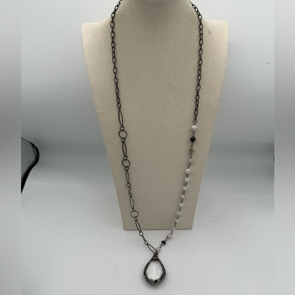 26 Lula n Lee 38” NWT Retired Black Agate Hand Soldered pendant